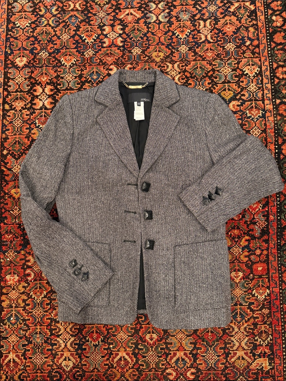 Vintage Les Copains Gray Herringbone Women's Blazer, Made in Italy